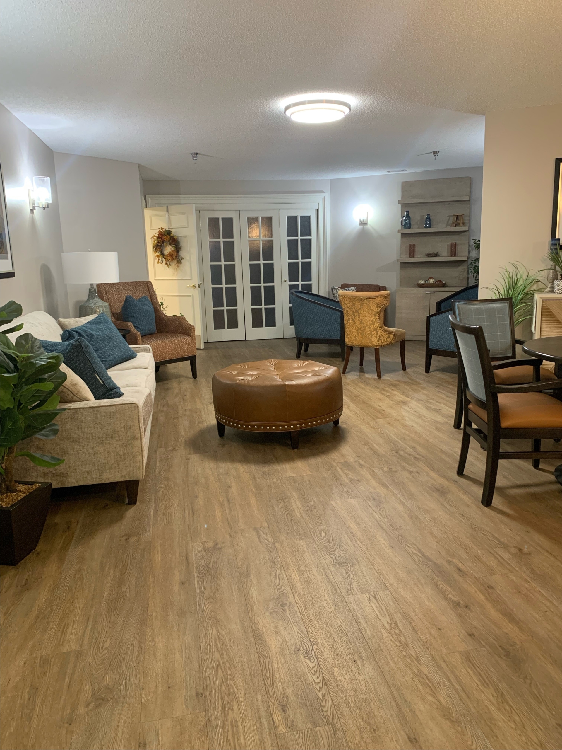 Cozy common area with seating and natural light