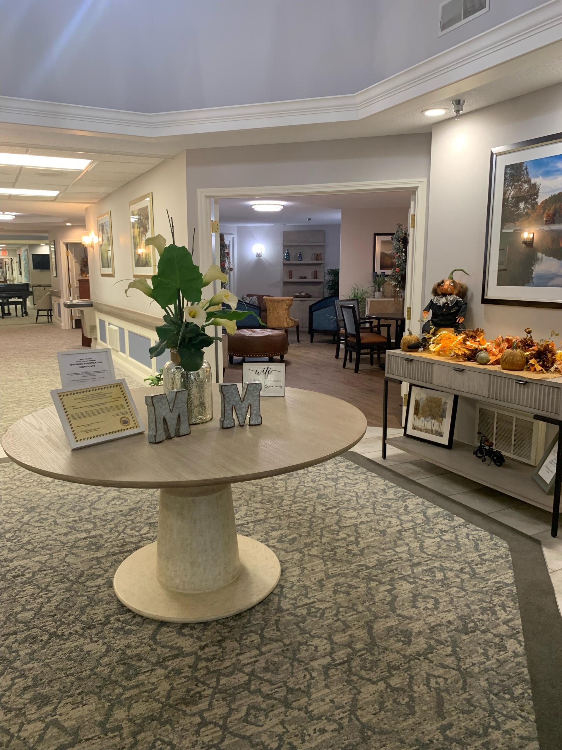 Interior view of the common area with decorations