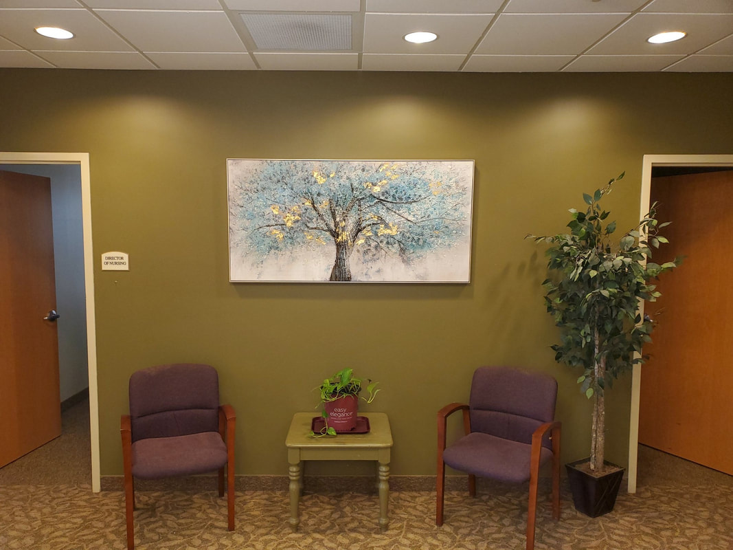 Interior common area with seating and artwork