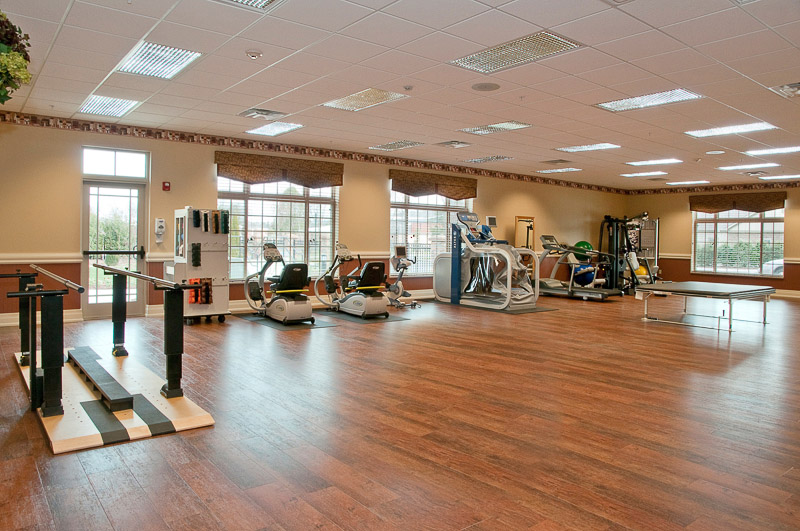 Interior view of a fitness area with equipment