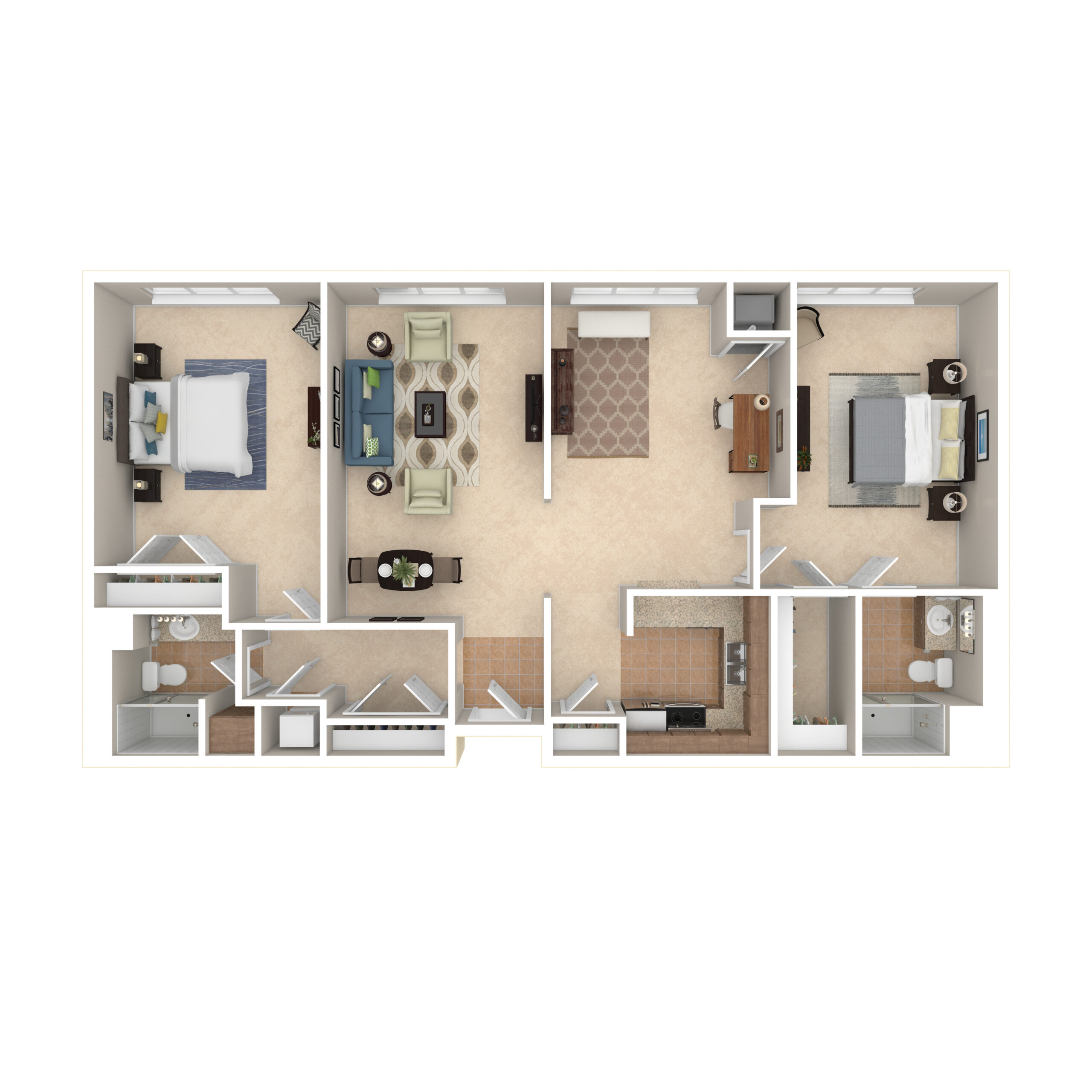 Architectural floor plan of a resident suite layout