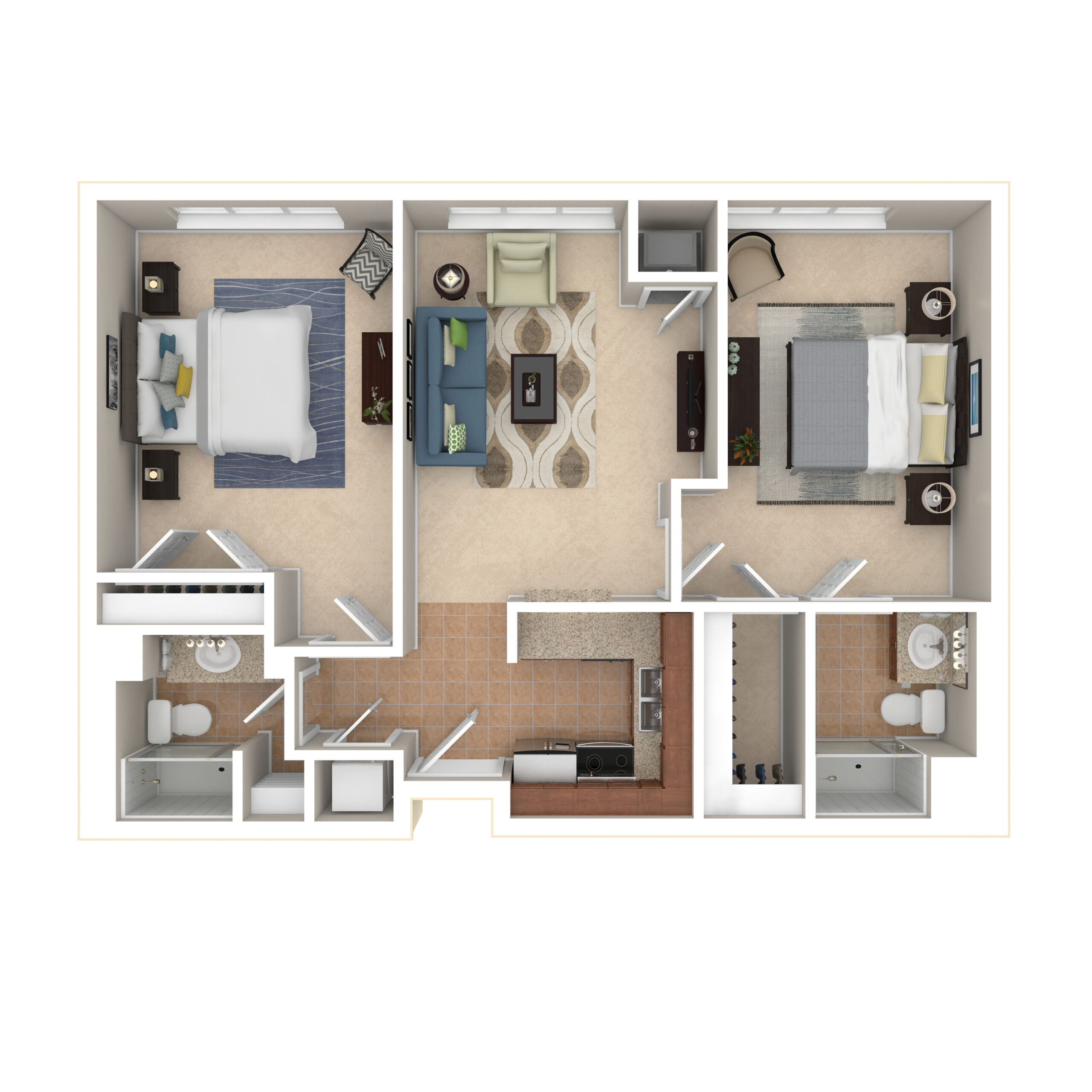 Architectural floor plan of a resident suite