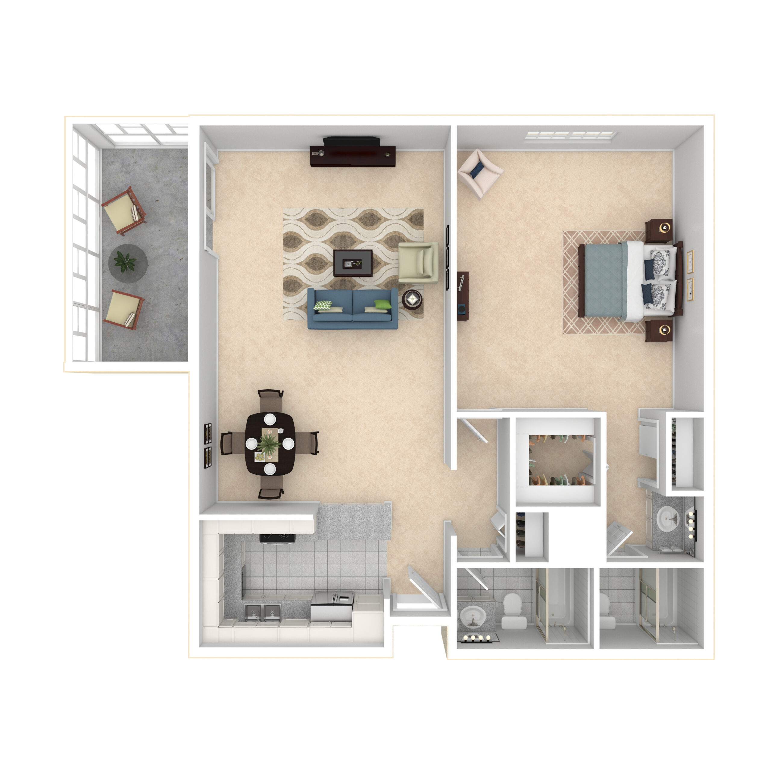 Architectural floor plan of a resident unit