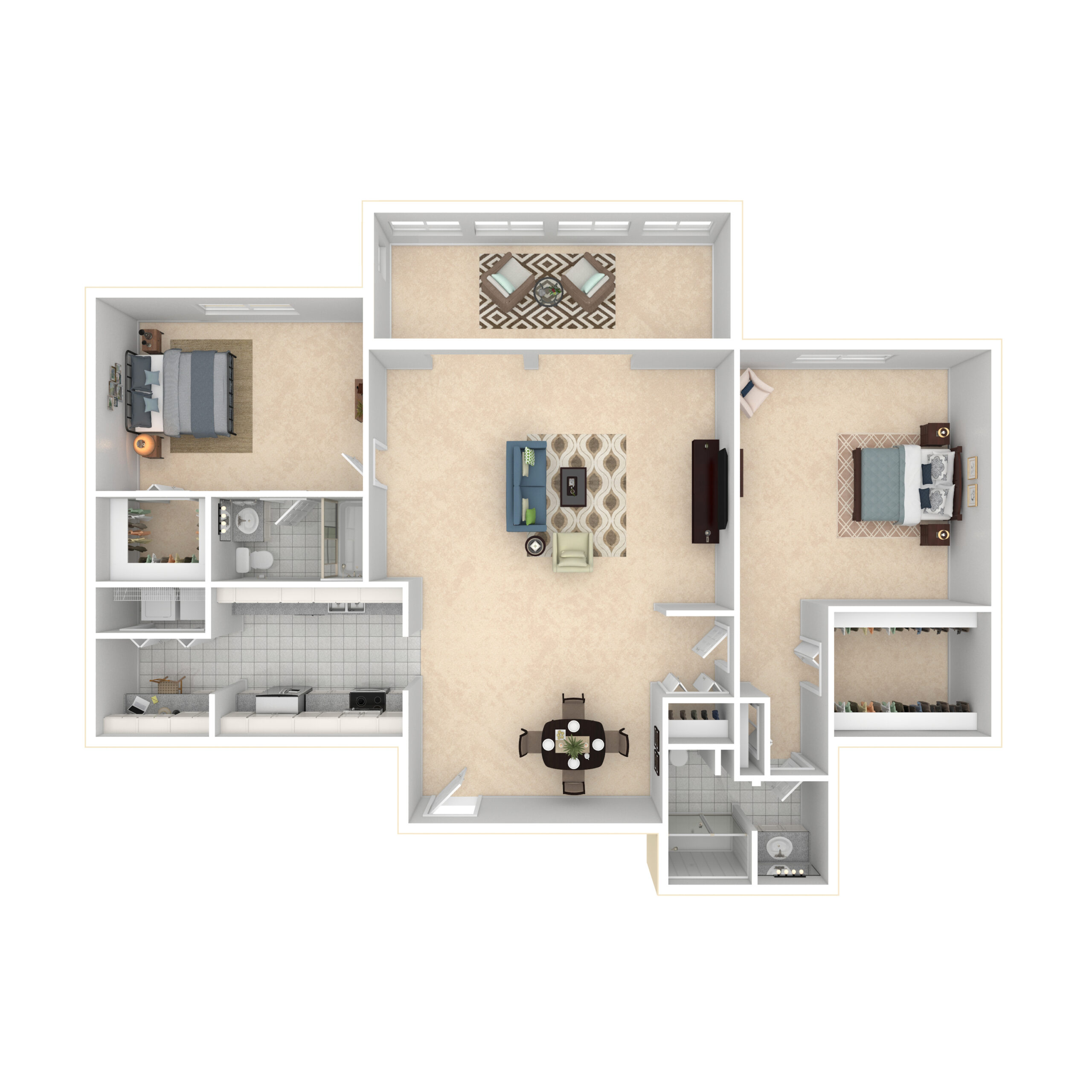 Architectural floor plan of a private living unit