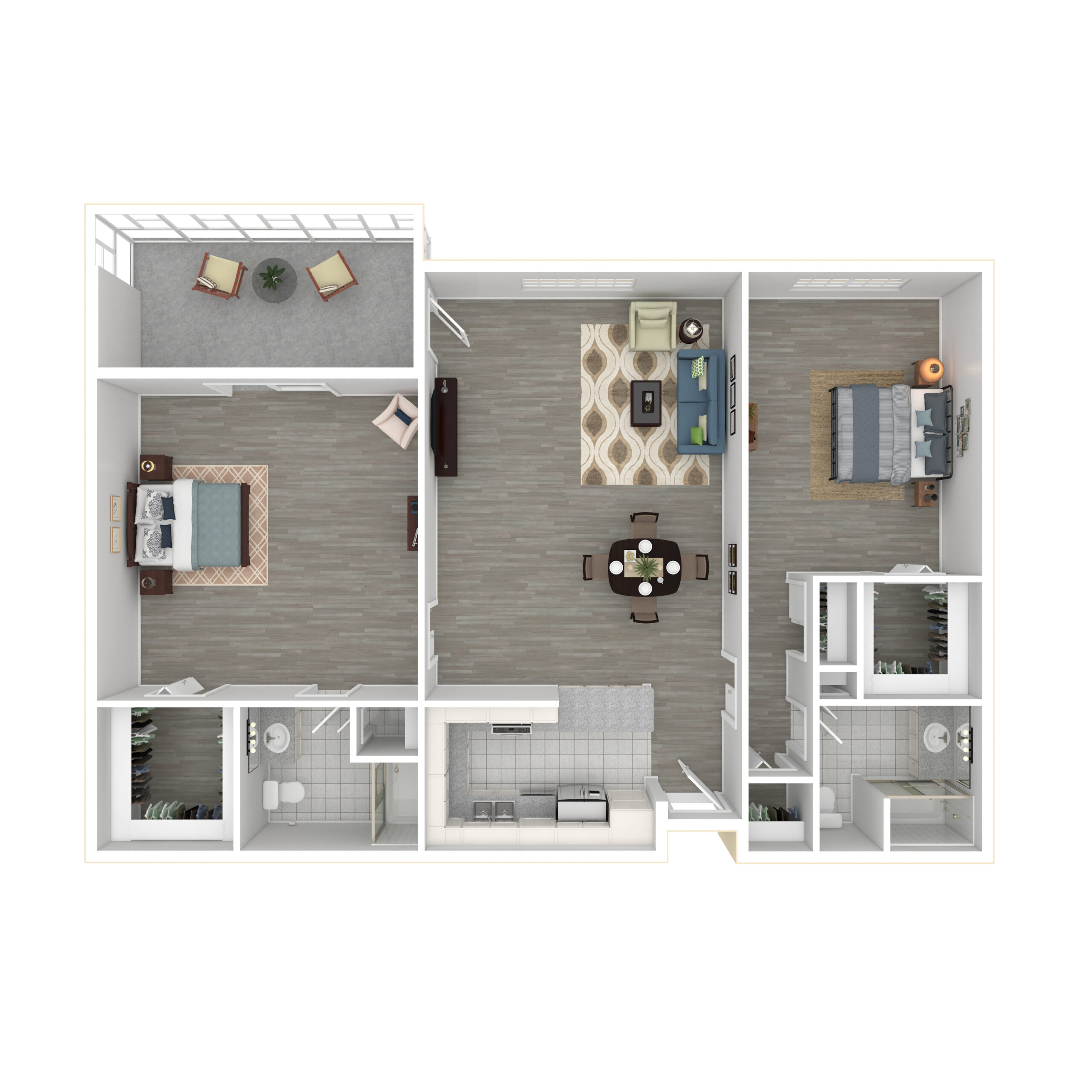 Architectural floor plan of a resident unit