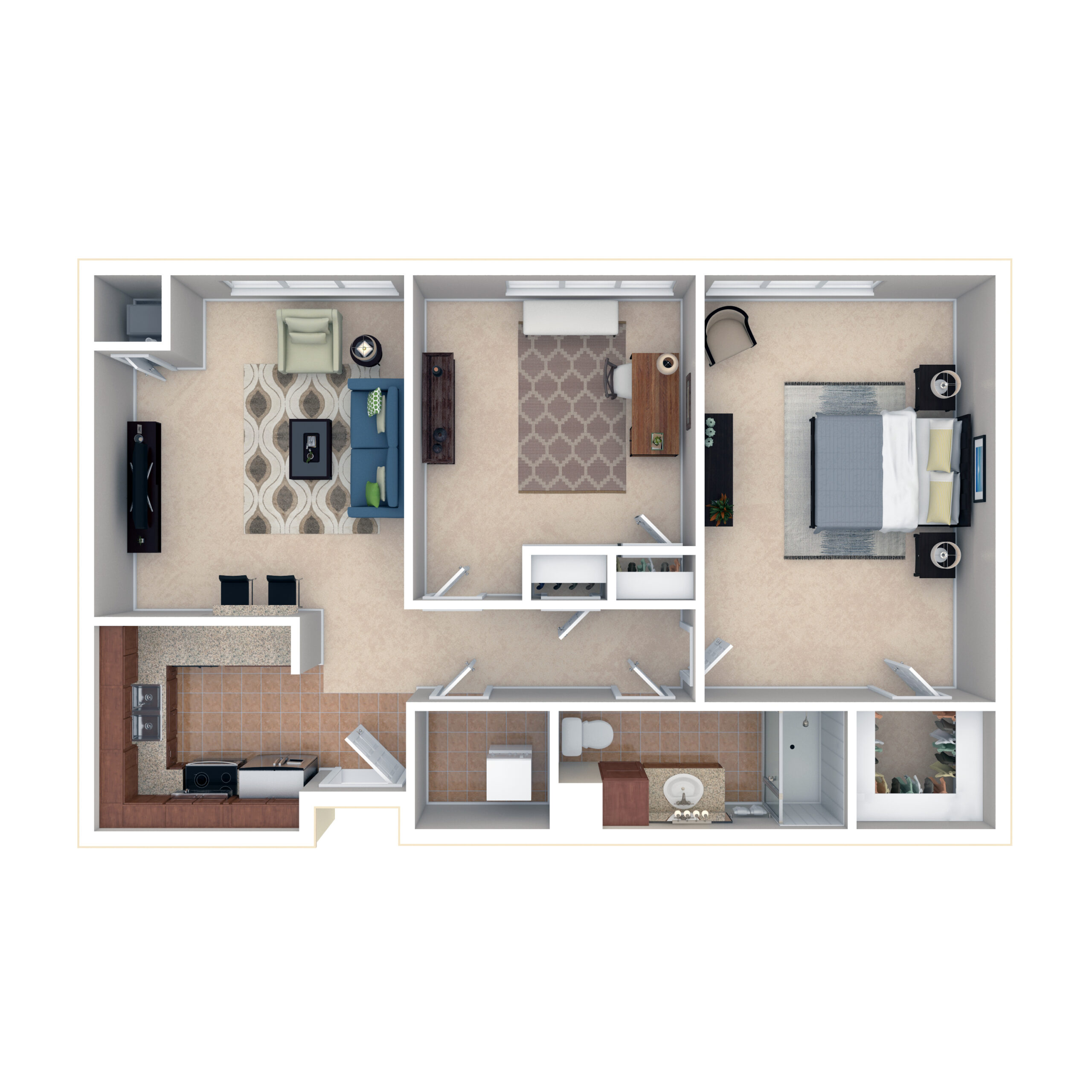 Architectural floor plan of a resident unit