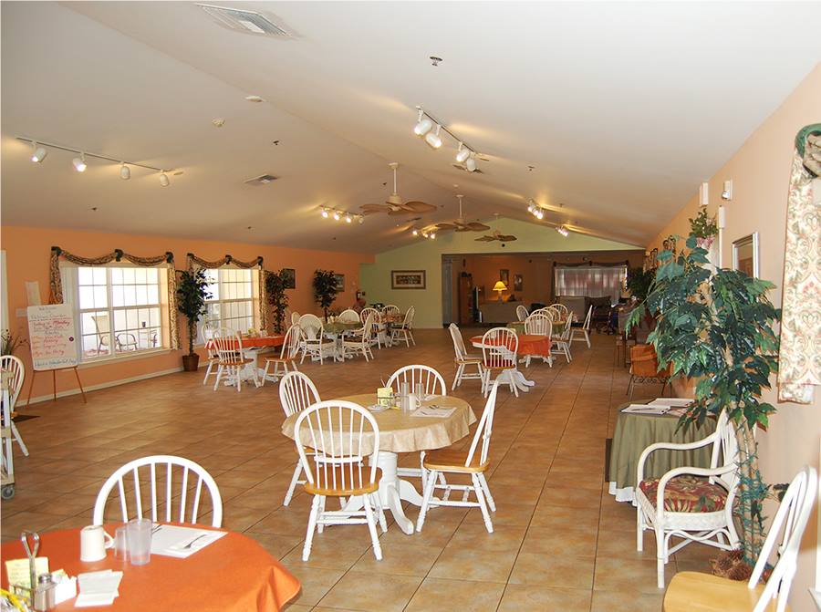 Interior common area with tables and chairs