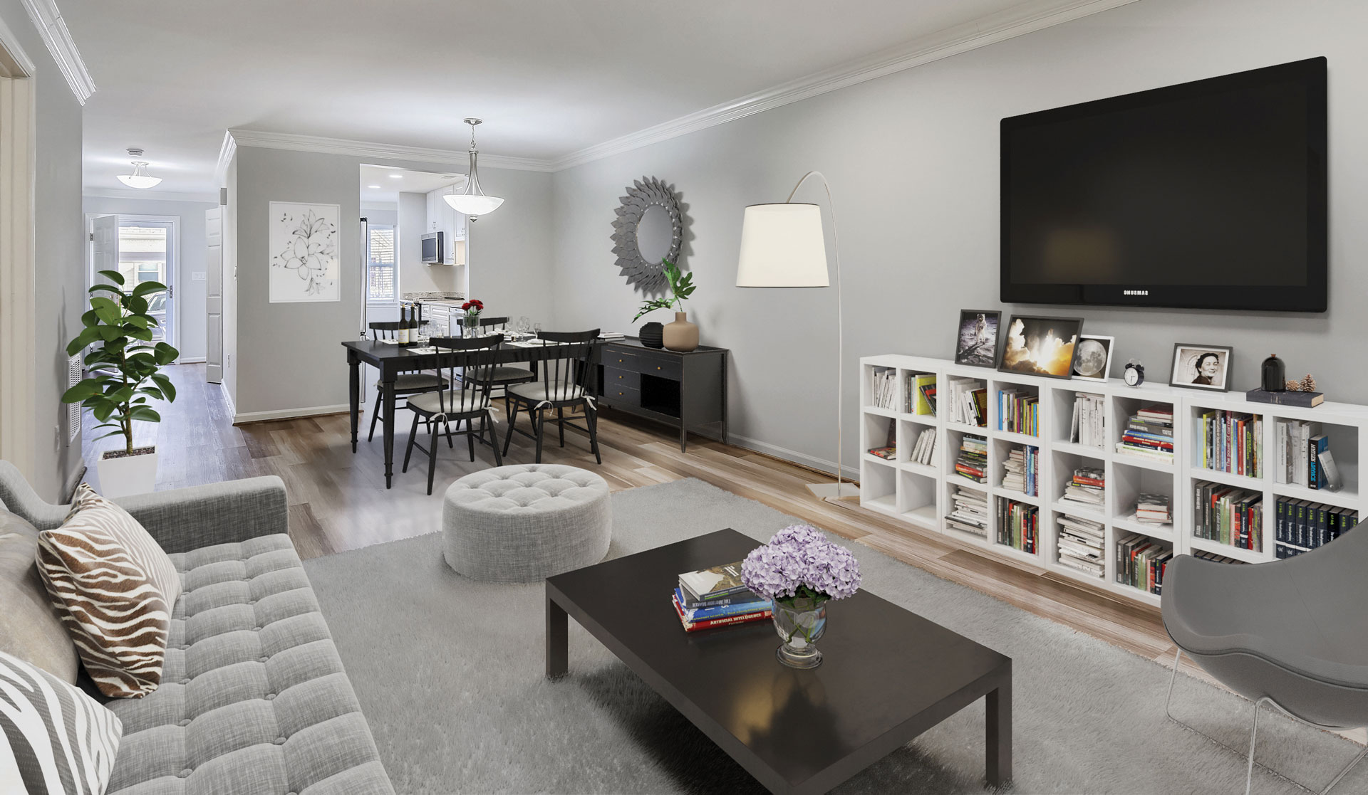 Modern living room of a senior residence with cozy furnishings