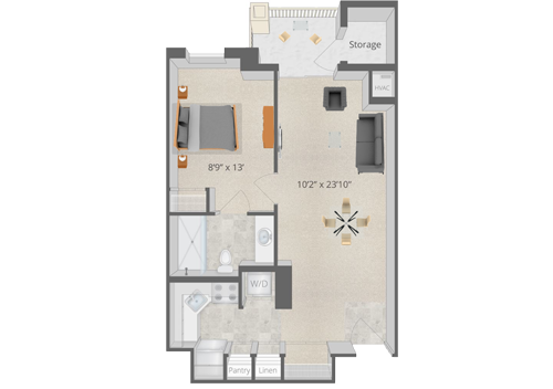 Architectural floor plan of a resident unit