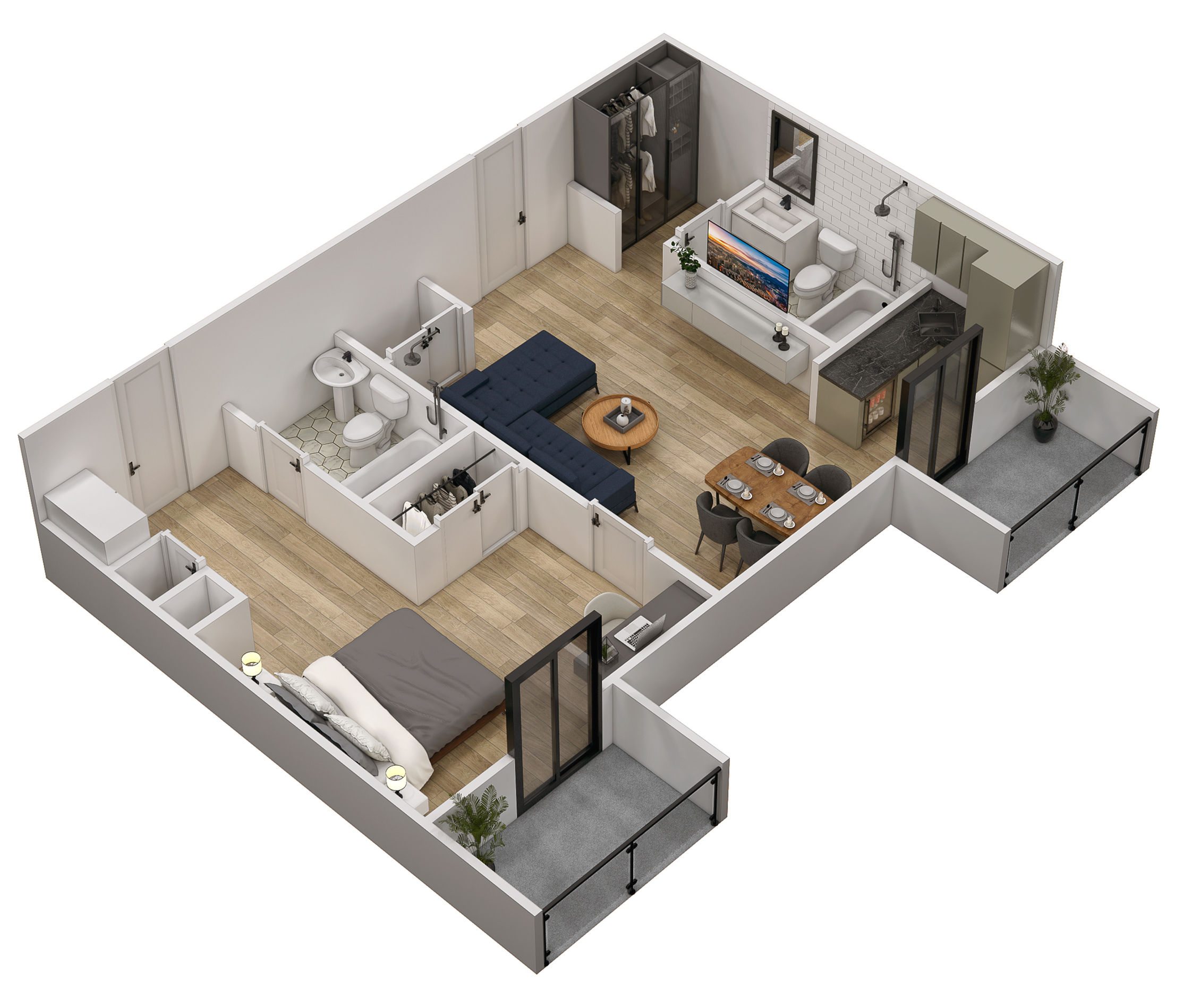A detailed layout of a modern living unit