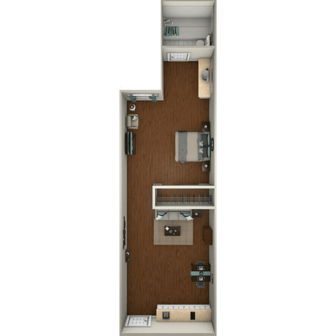 Architectural floor plan of a resident room