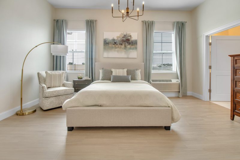 Bright and spacious resident room with modern furnishings