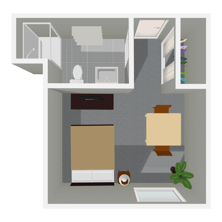 Architectural floor plan of a resident room