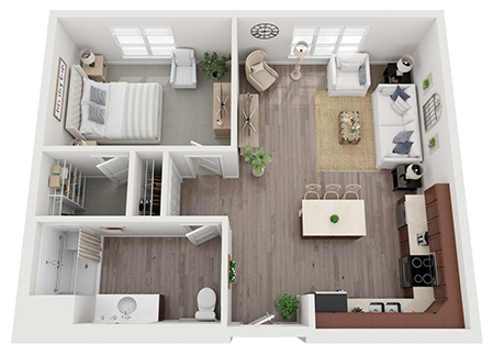 Floor plan of a private resident room layout
