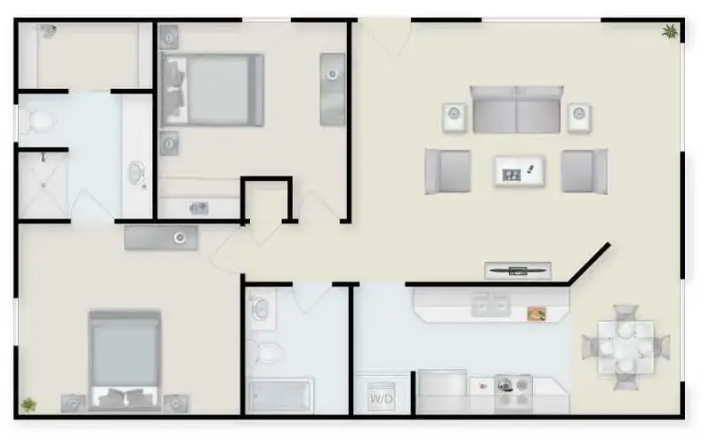 Architectural floor plan of a living unit
