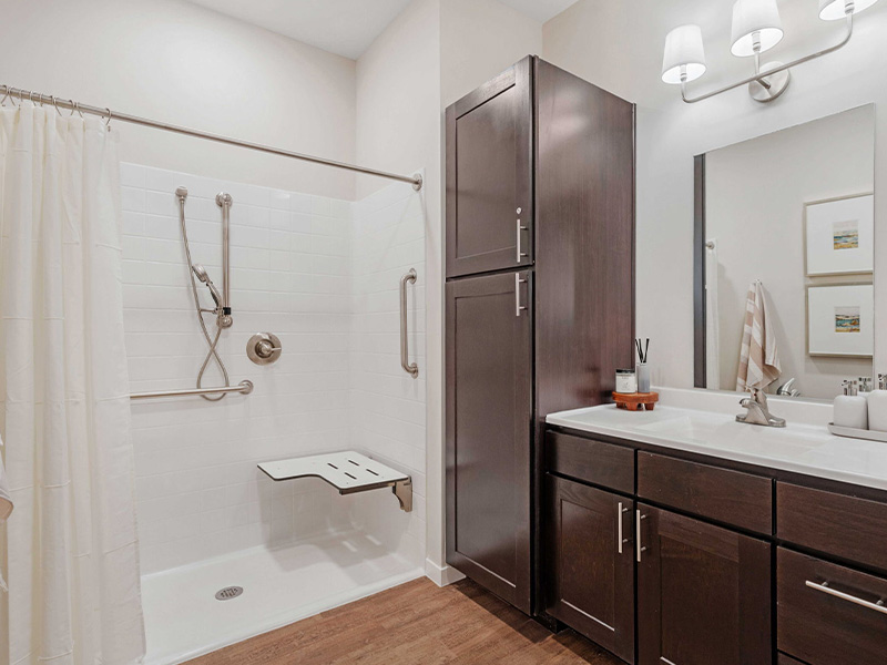 Well-equipped bathroom with safety features