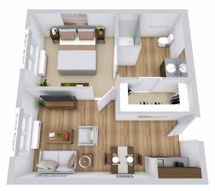 Floor plan of a private resident room