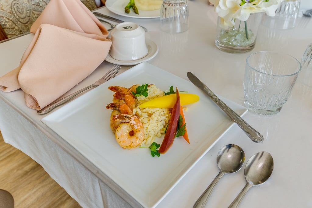 Gourmet meal served on a dining table.