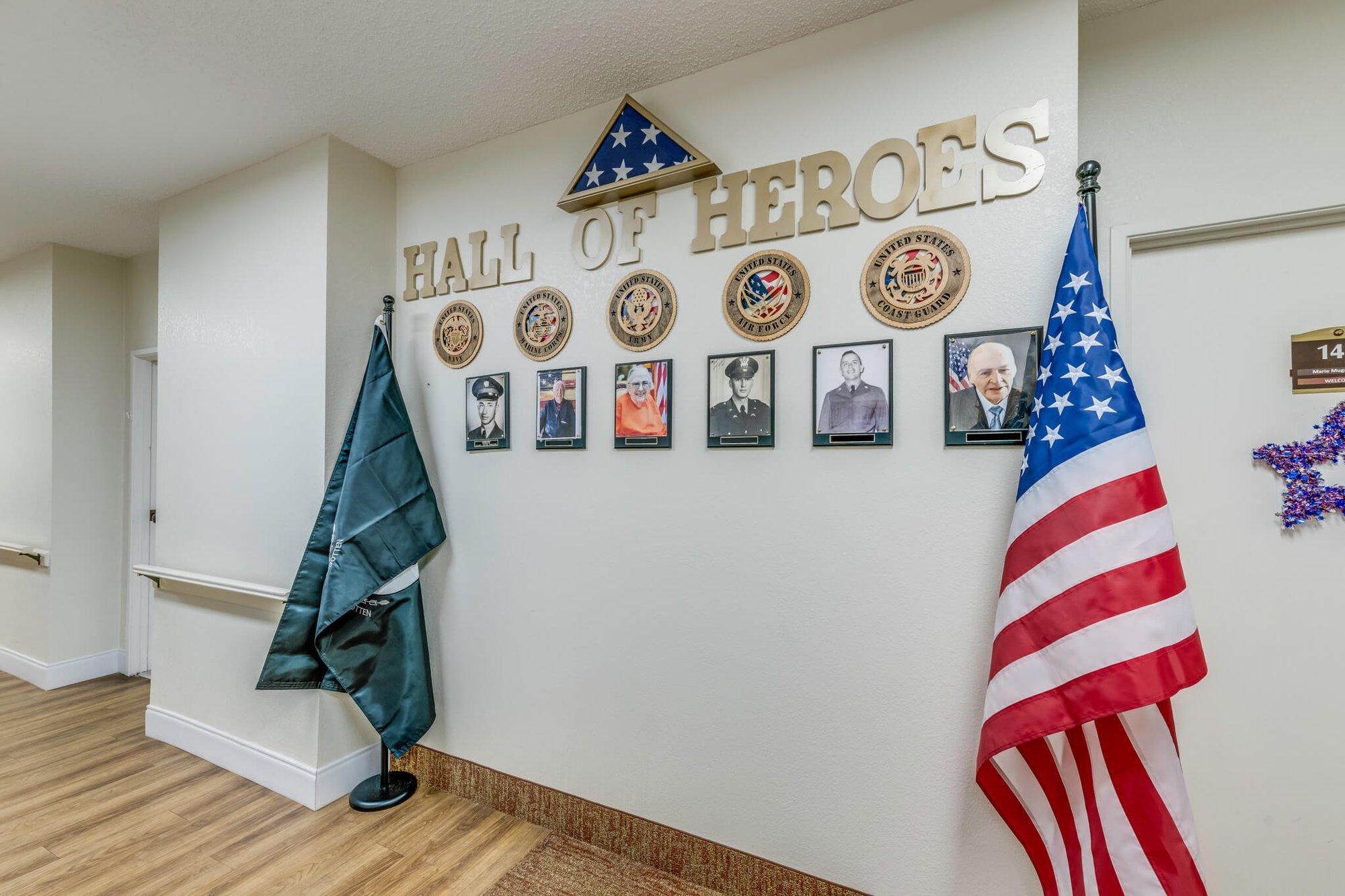 Interior wall displaying the Hall of Heroes.