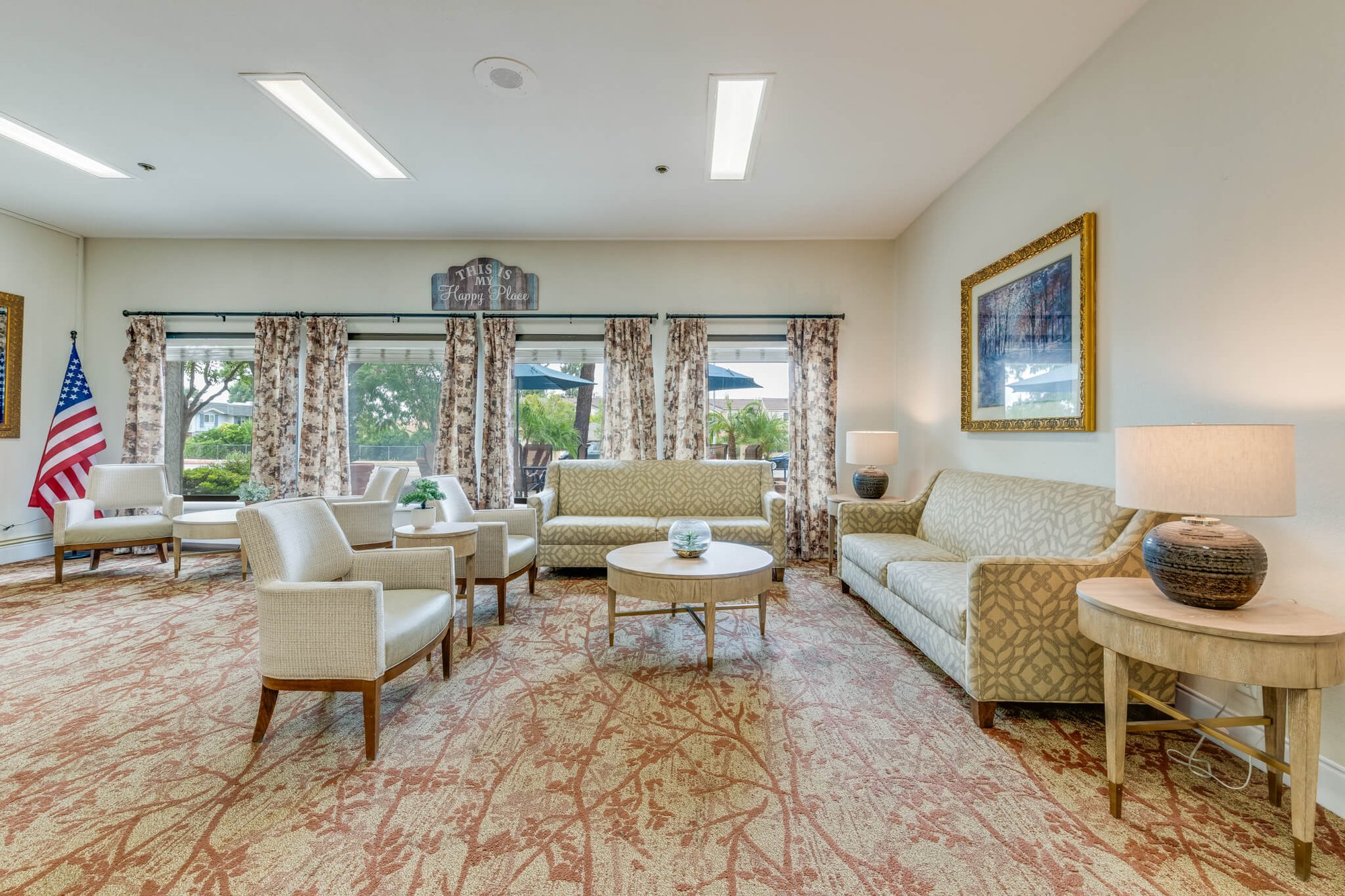 Common area with seating and natural light.