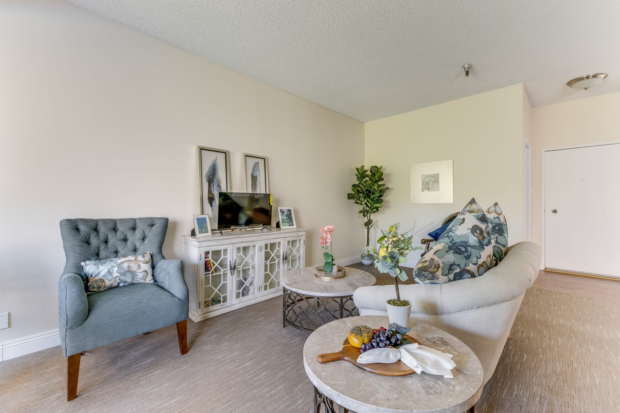Comfortable common area in a senior living facility.