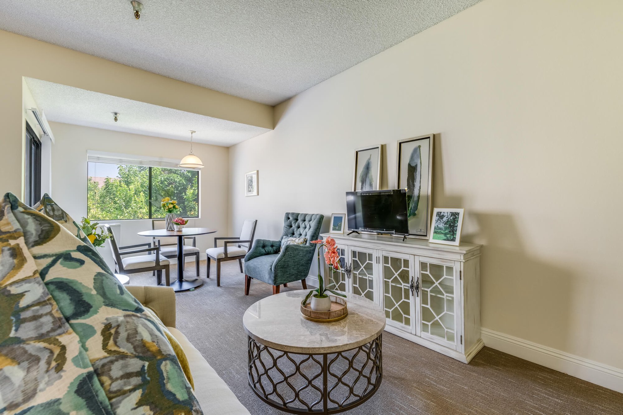 Bright and inviting common living space.