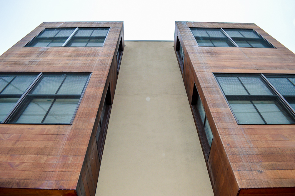 Exterior view of a modern building structure.