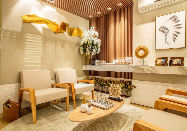 A cozy common area with modern furnishings.