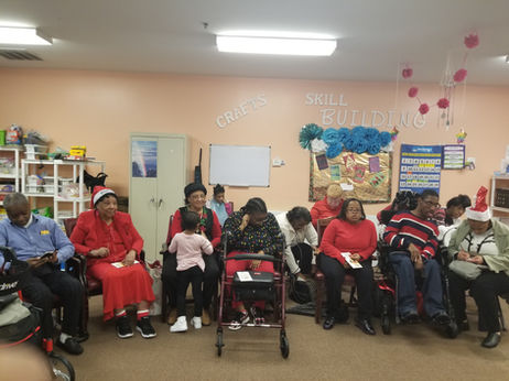 Residents engaged in a skill-building activity