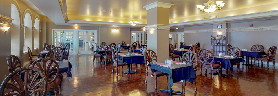 Dining area with elegantly set tables