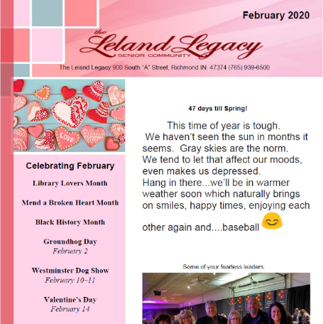 Residents celebrating February activities together