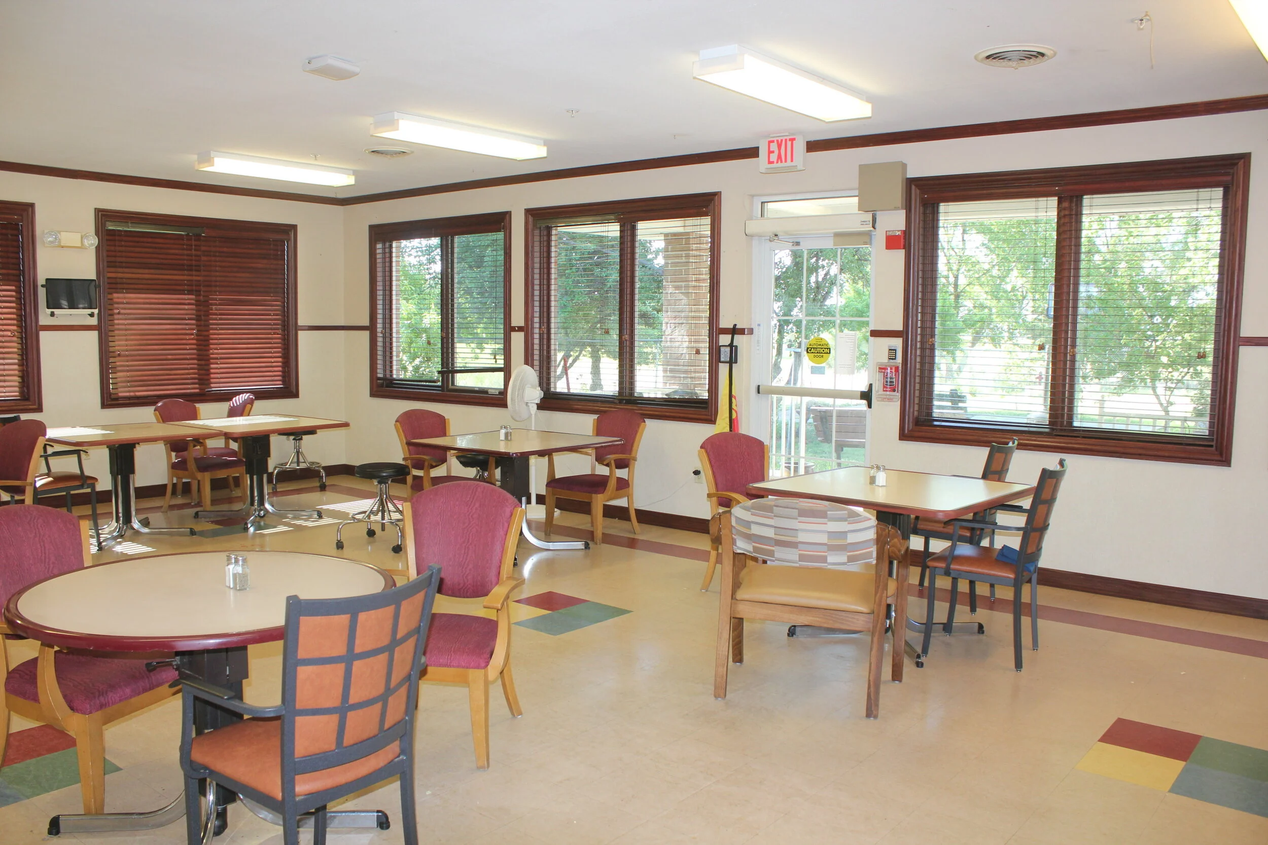 Common area with tables and chairs