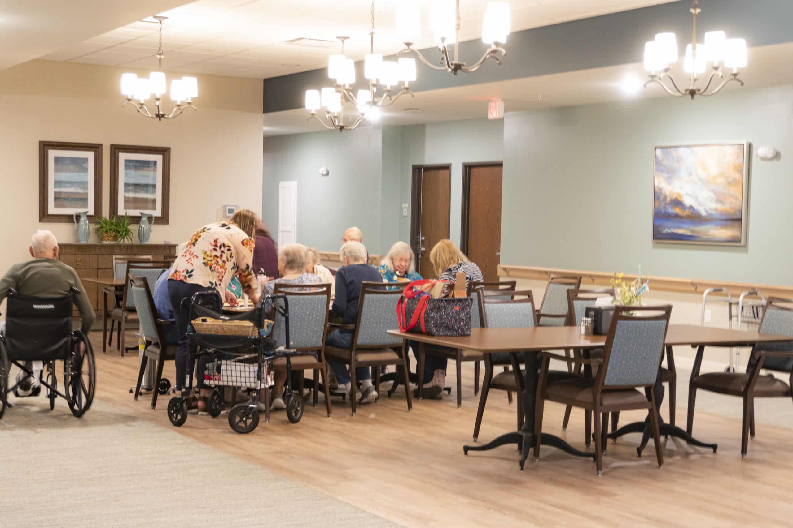 Residents socializing in a common area