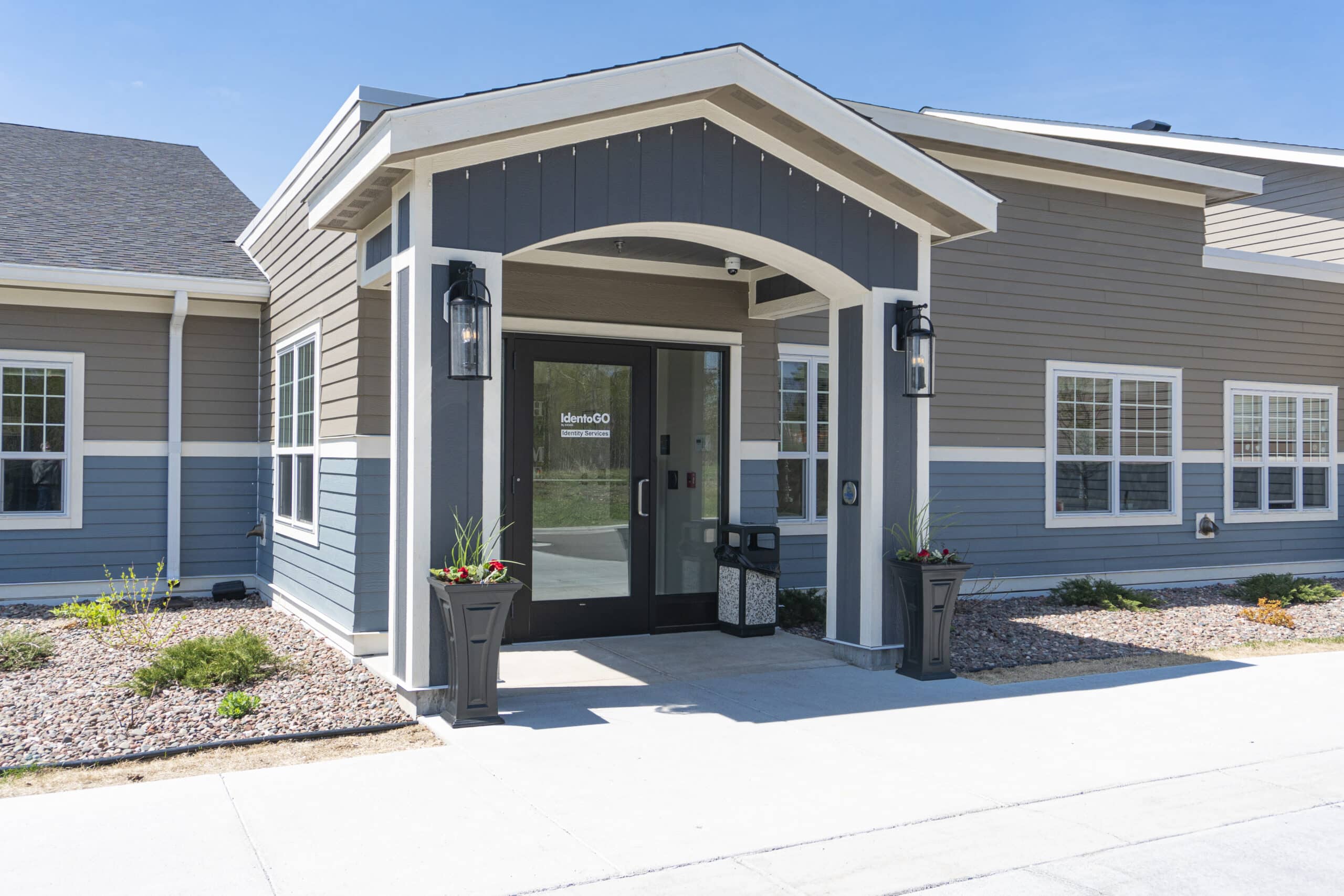 Exterior view of the senior home entrance.