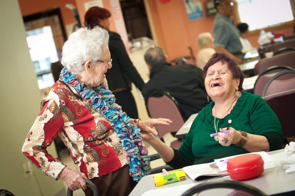 Two residents enjoying an activity together