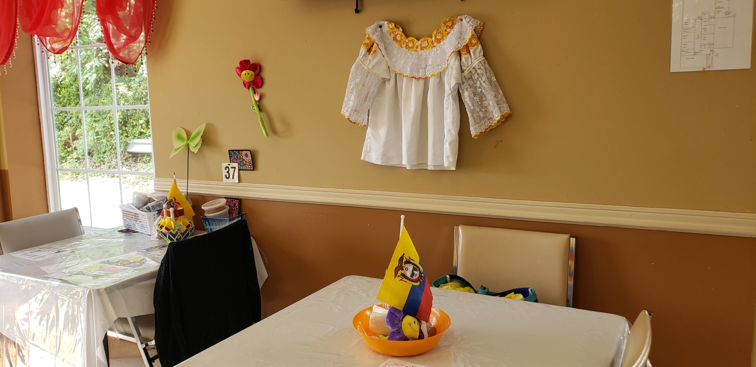 Colorful decor in a common area.