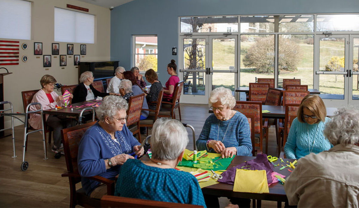 Residents engaging in a crafting activity