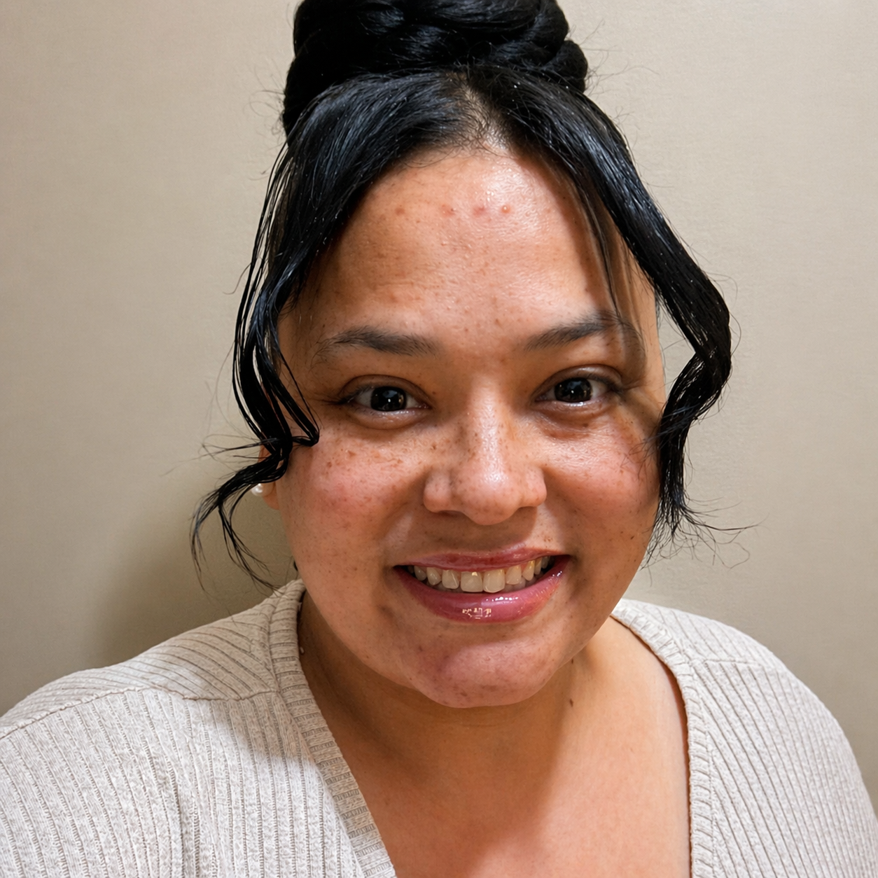 Close-up portrait of a smiling woman