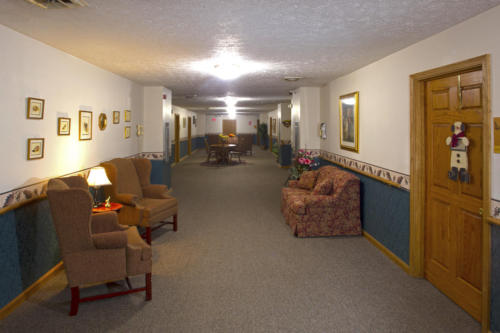 Interior hallway with seating and decor