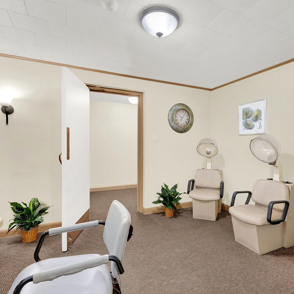 Interior view of a common area with seating