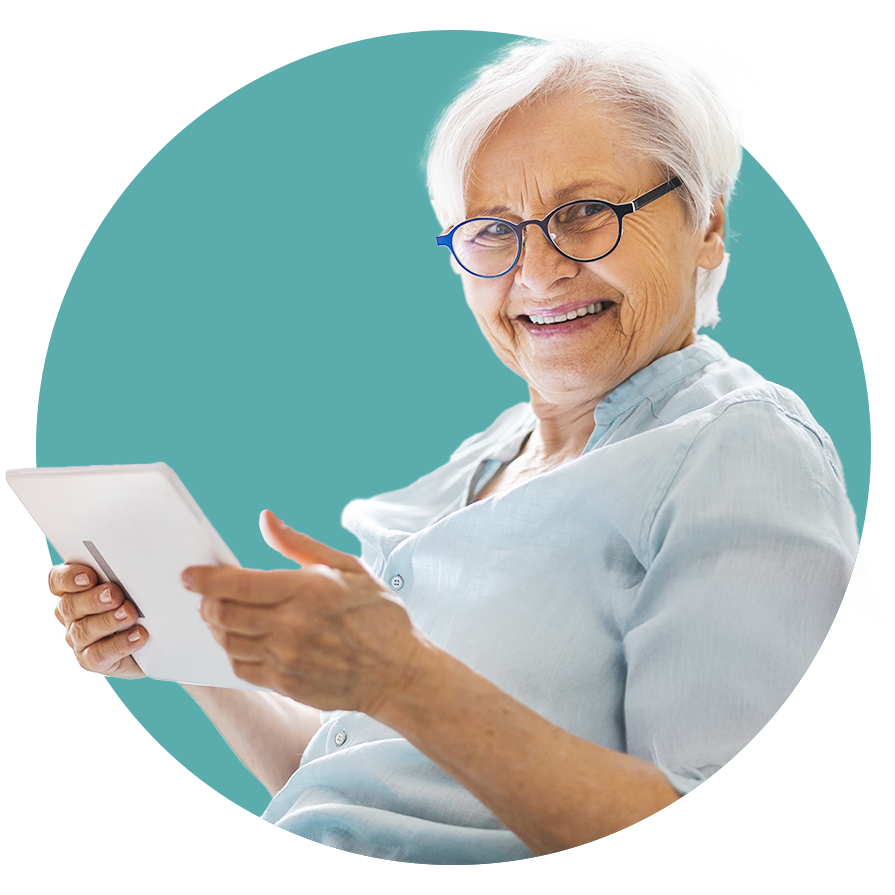 Smiling senior woman using a tablet