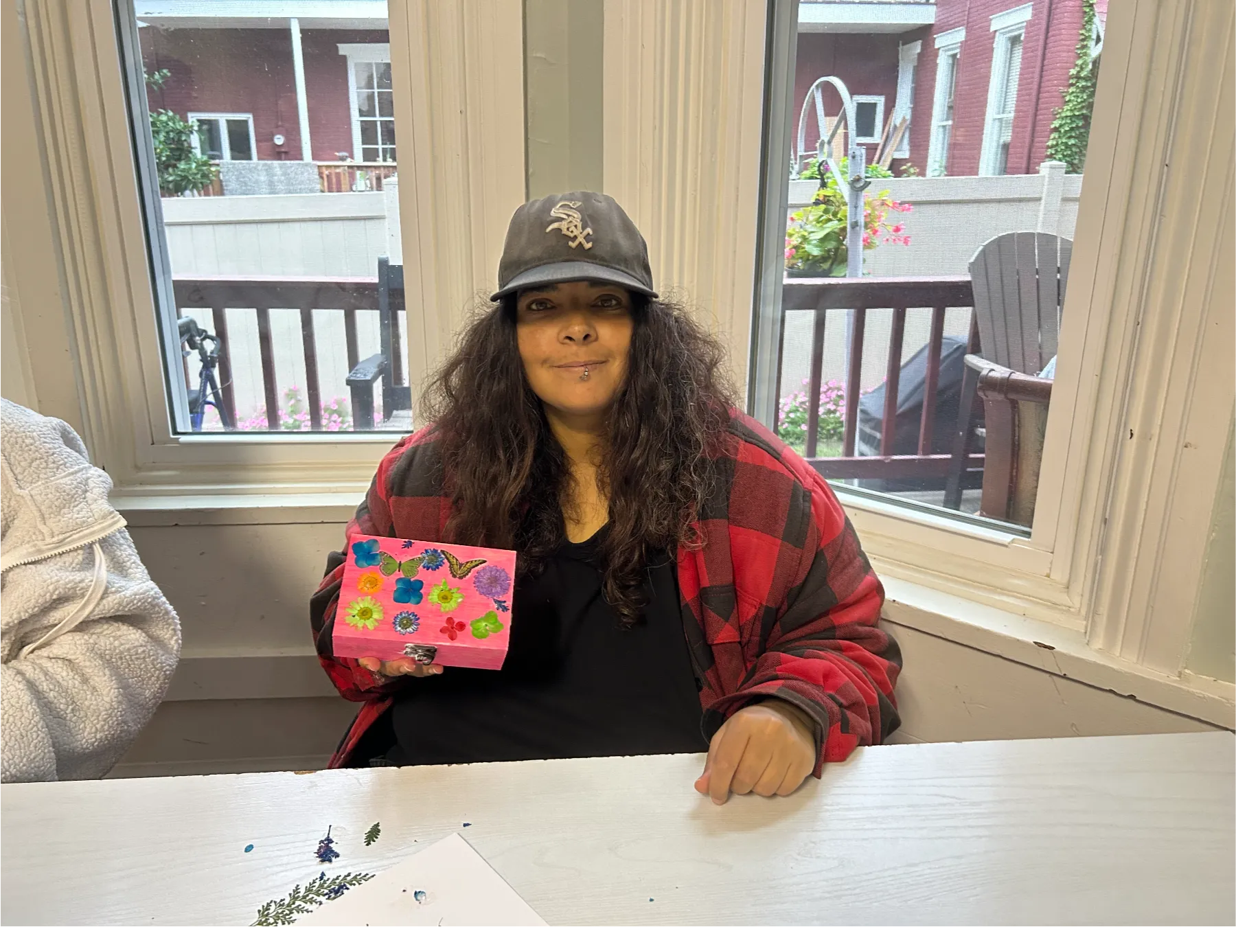 Resident participating in an art activity.