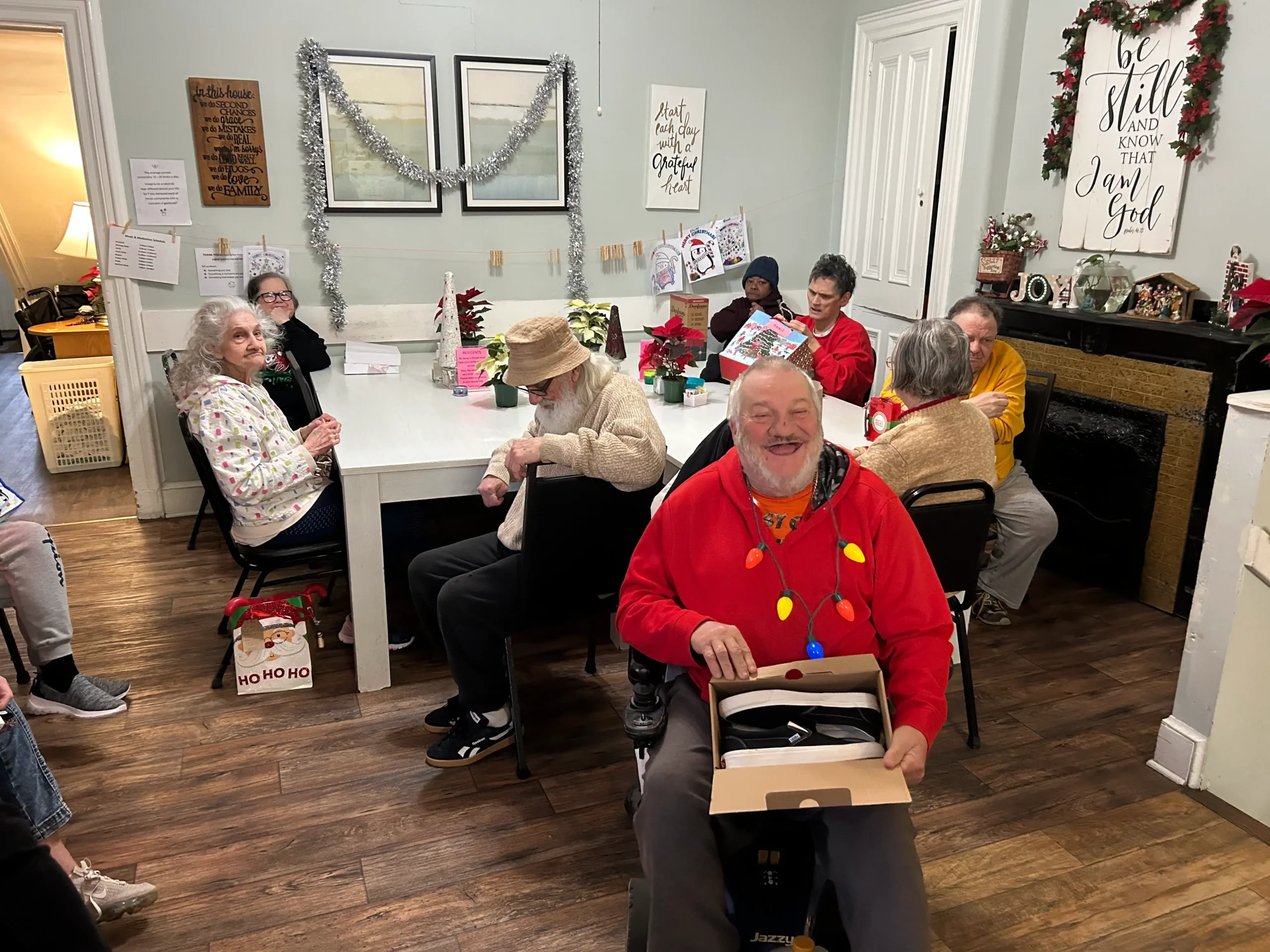 Residents enjoying an activity together in a common area.