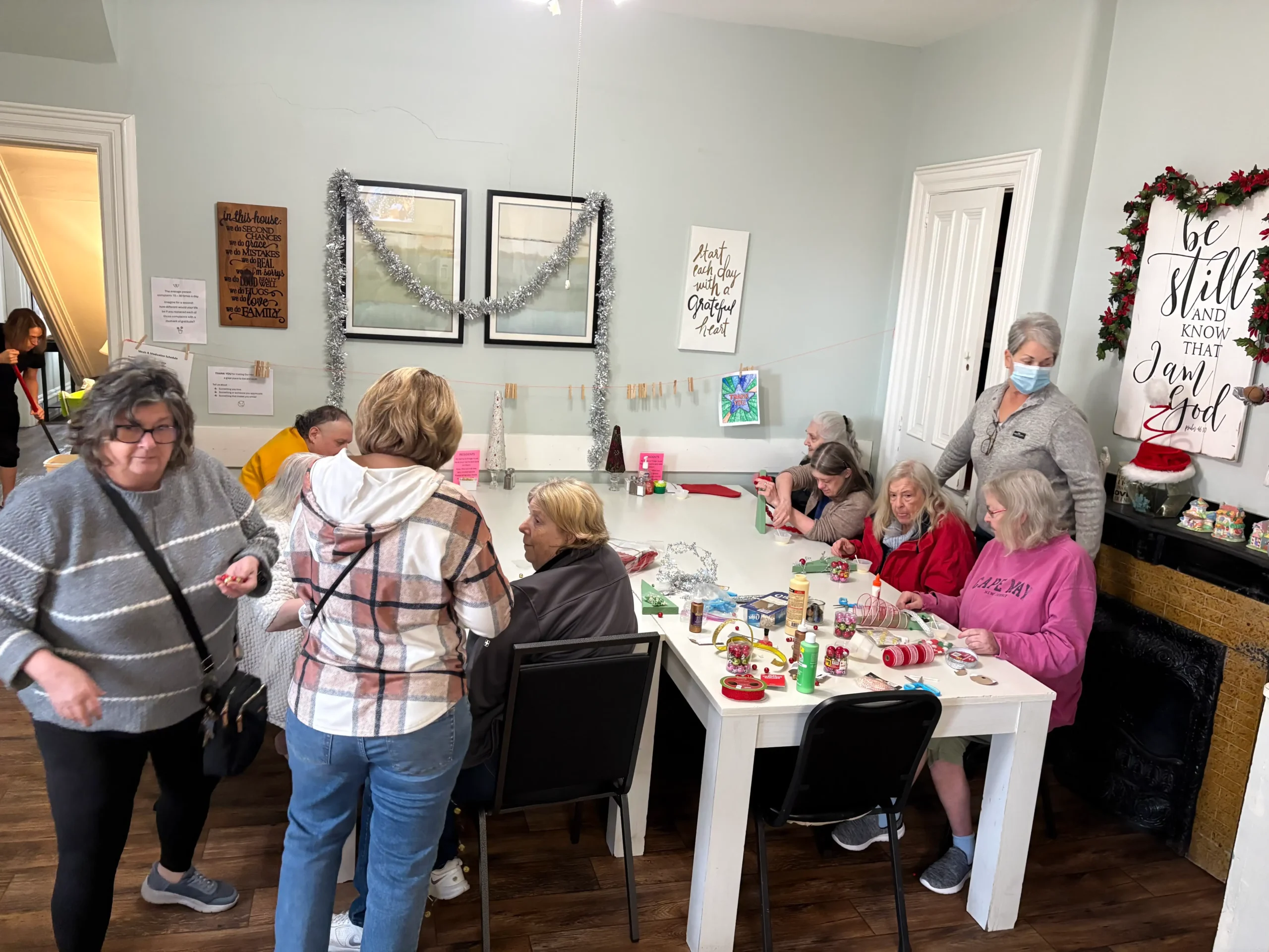 Residents engaging in a creative activity together.