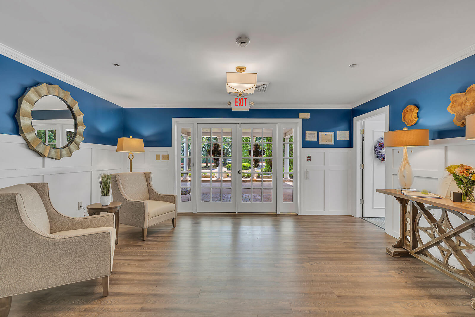 Welcoming common area with seating and decor.