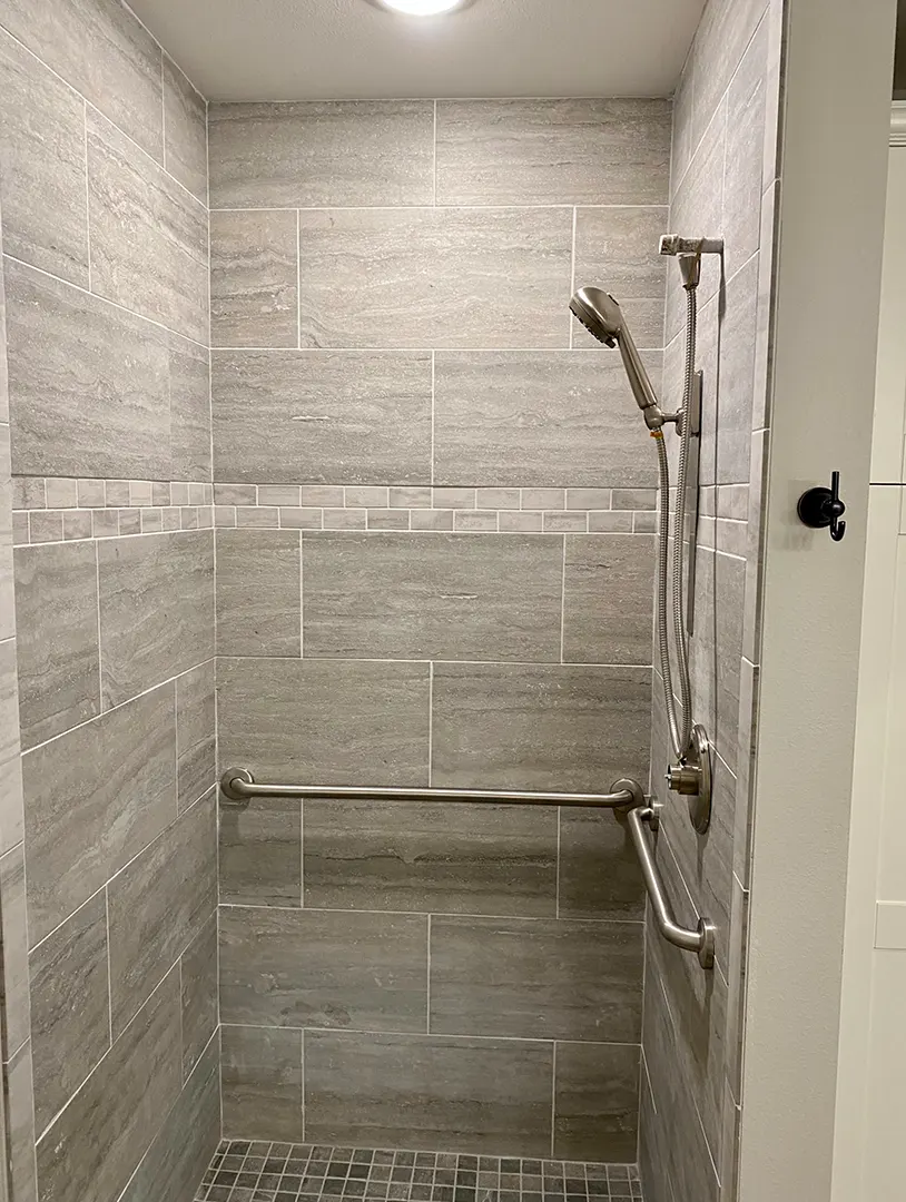 Accessible shower with grab bars