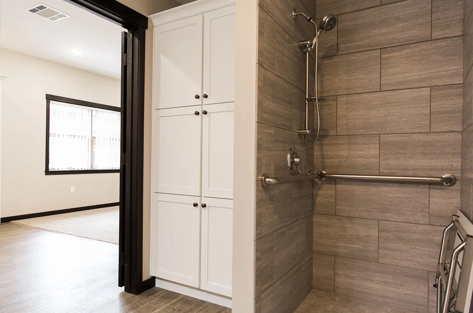 Modern resident bathroom with a shower