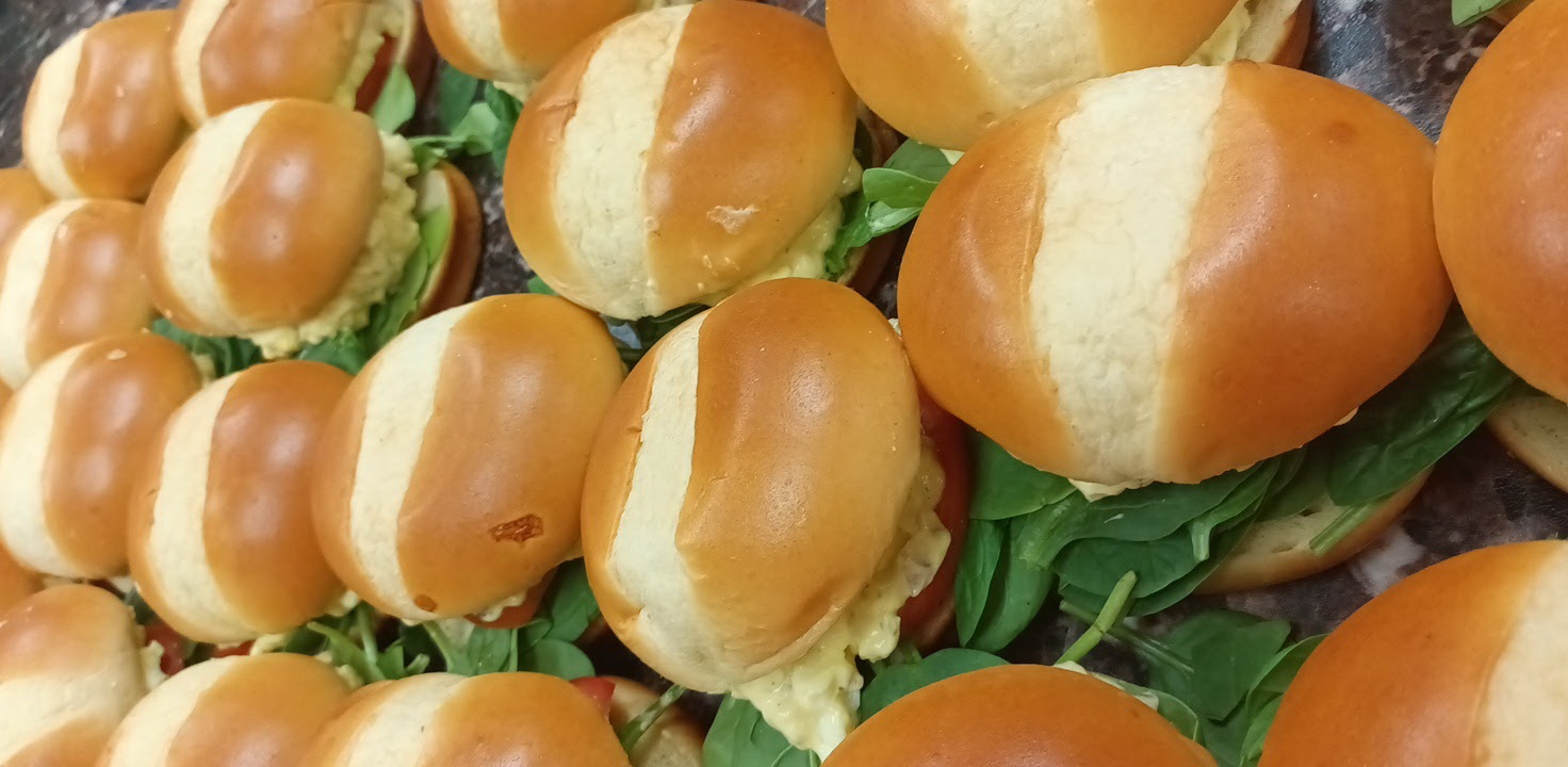 Platter of sandwiches prepared for dining