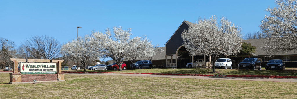 Exterior view of Wesley Village Retirement Home