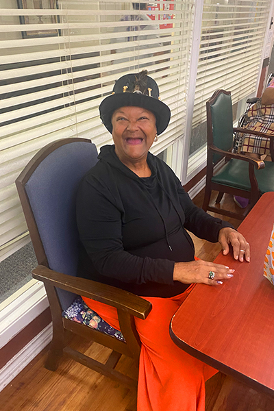 Resident enjoying time in communal area